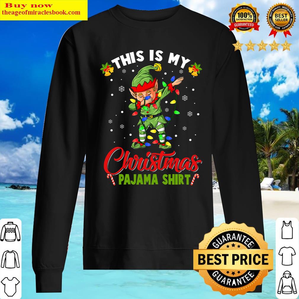 This Is My Christmas Pajama Dabbing Elf Xmas Lights Shirt Sweater