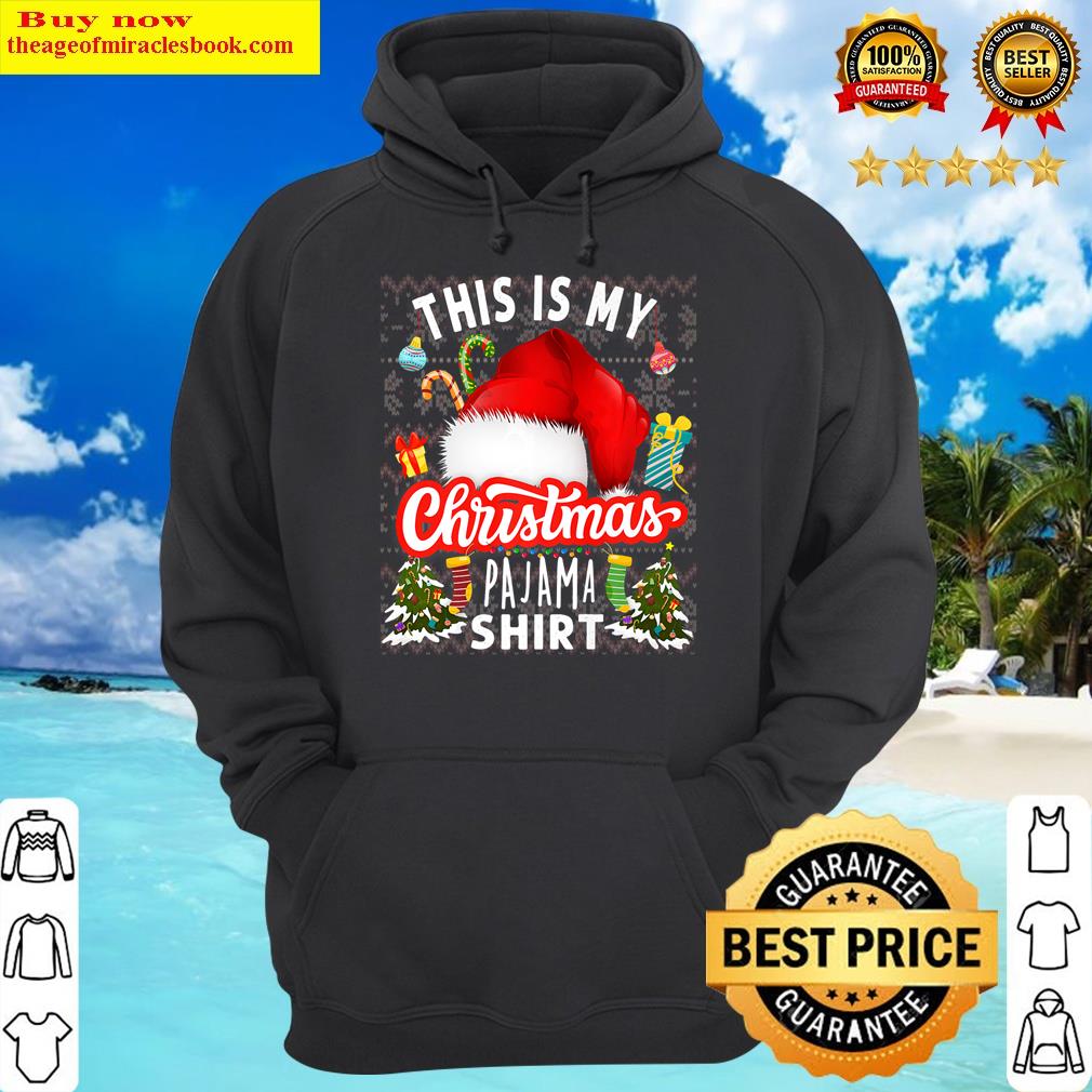 this is my christmas pajama for brother sister santa hat premium hoodie