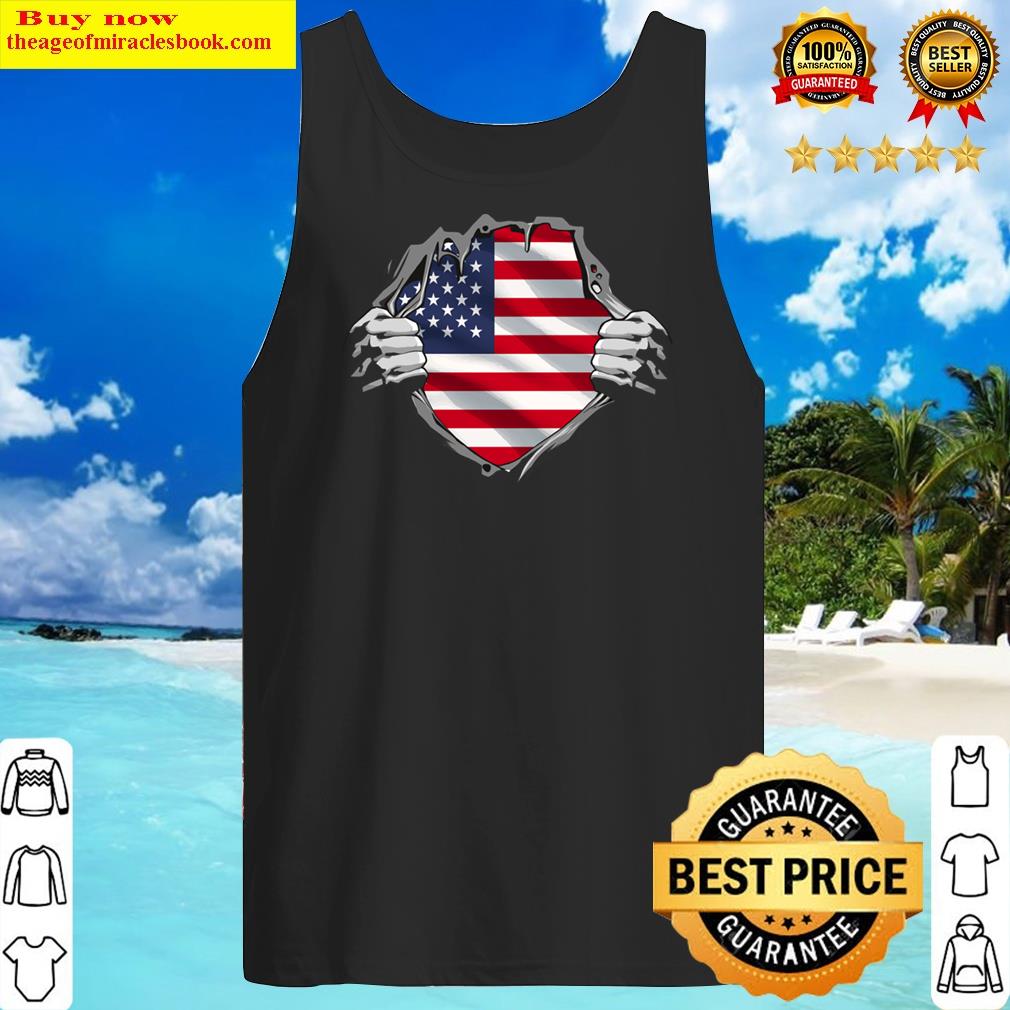Two Hands Ripping Revealing Flag Of America Shirt Tank Top