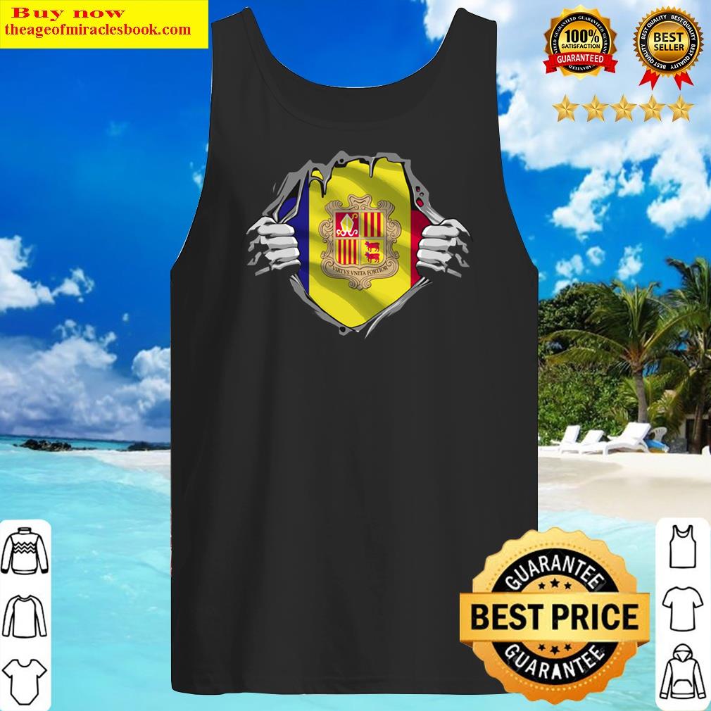 two hands ripping revealing flag of andorra tank top