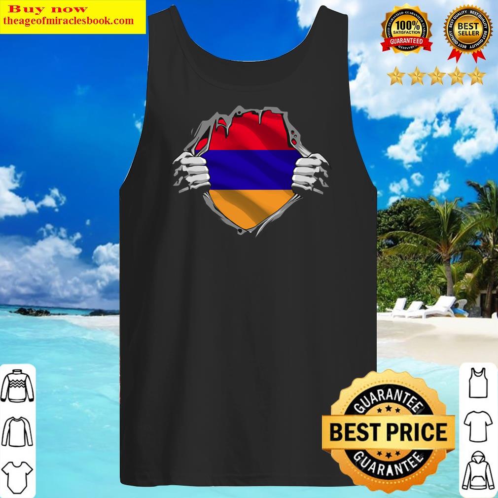 Two Hands Ripping Revealing Flag Of Armenia Shirt Tank Top