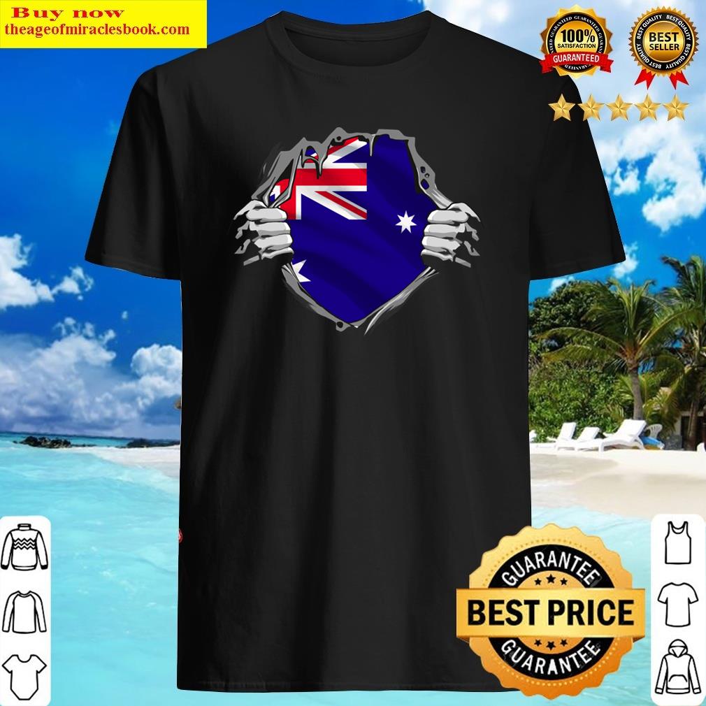 Two Hands Ripping Revealing Flag Of Australia Shirt