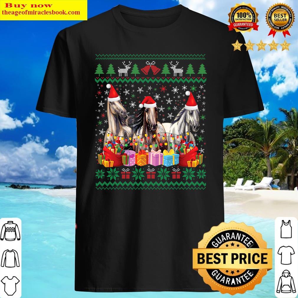 Ugly Santa Hat Christmas Horse Lover Animal Hat Shirt