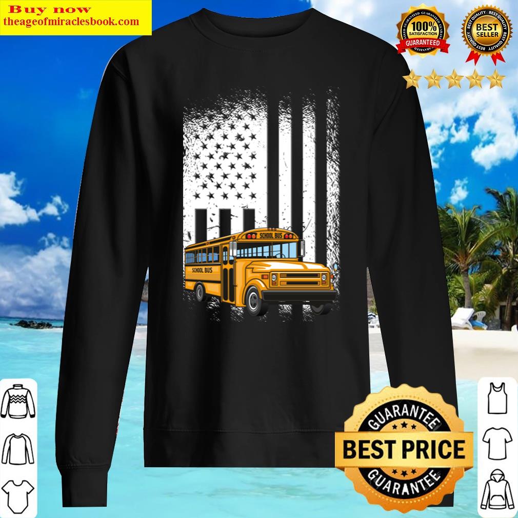 Vintage American Flag School Bus Shirt Sweater