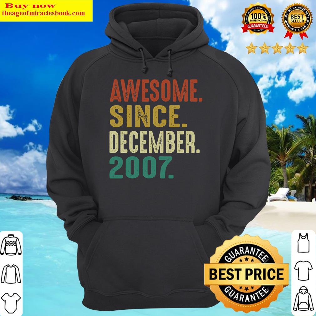 vintage awesome since december 2007 14th birthday retro hoodie