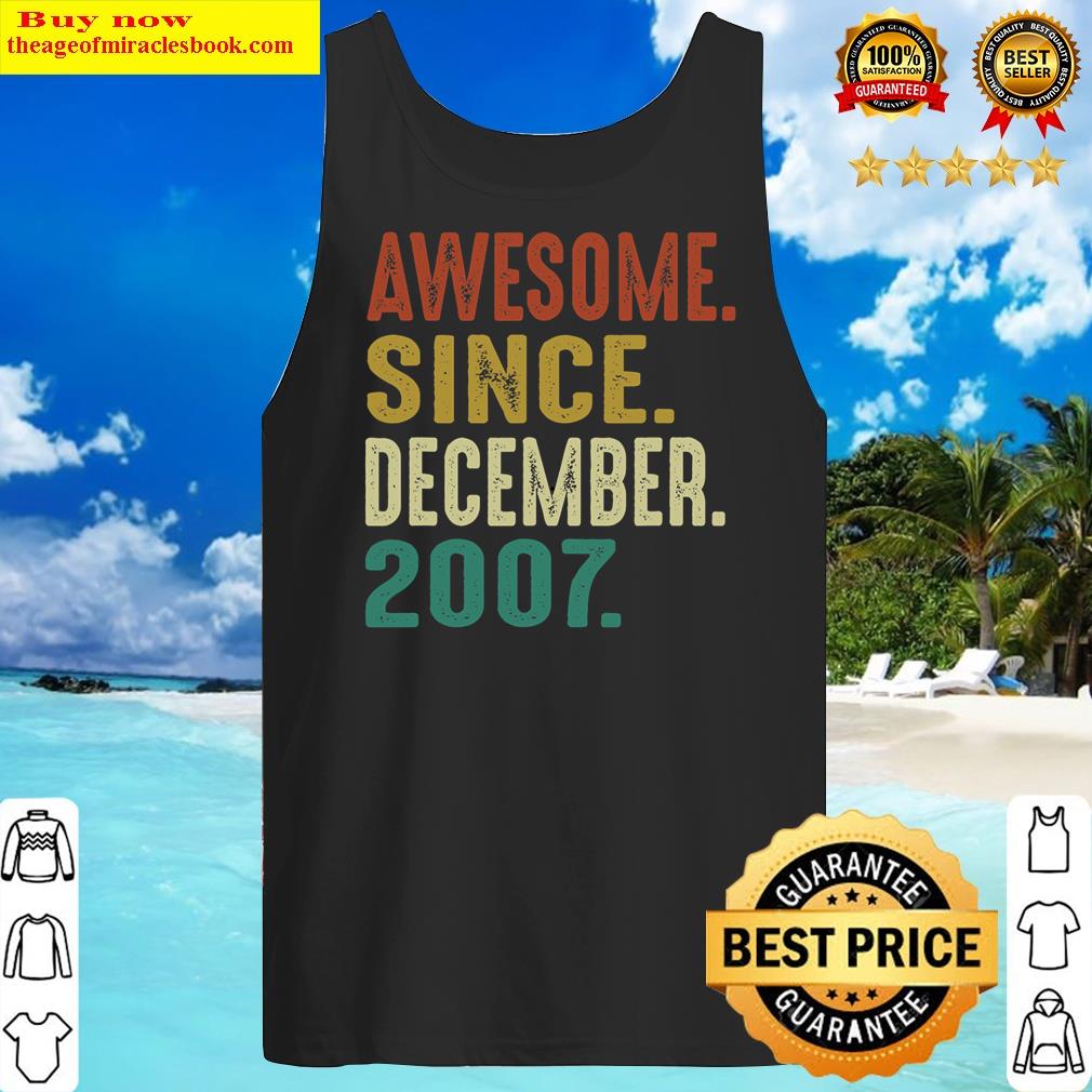 Vintage Awesome Since December 2007 14th Birthday Retro Shirt Tank Top