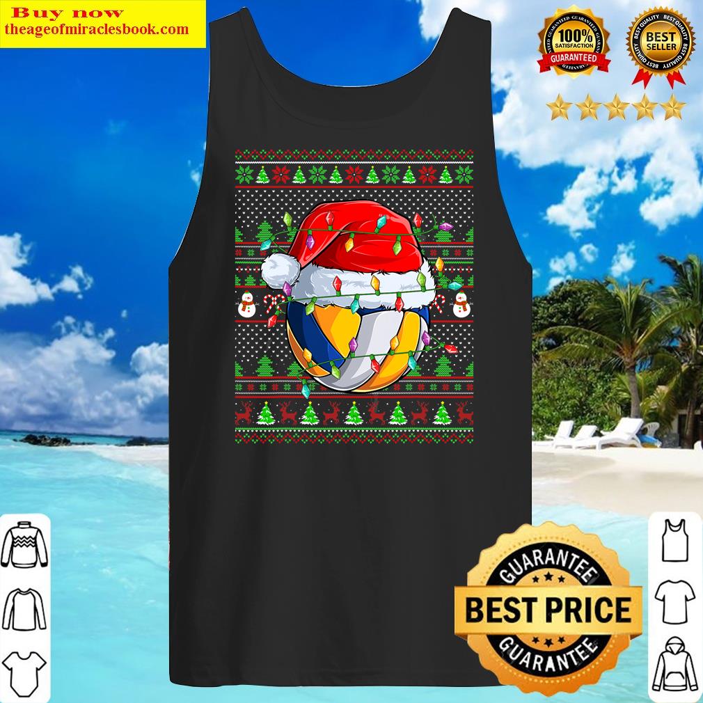 volleyball lover matching santa ugly volleyball christmas tank top
