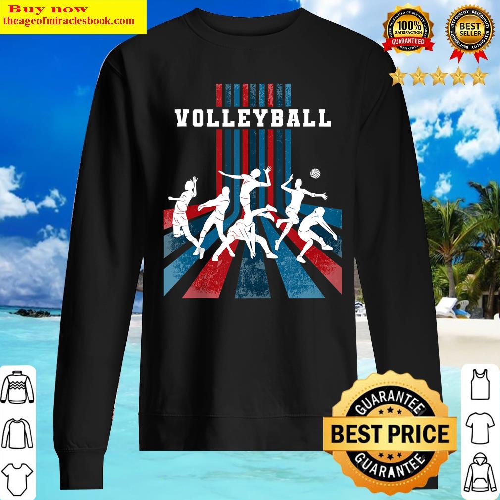 volleyball players with retro vintage usa flag colors tank top sweater