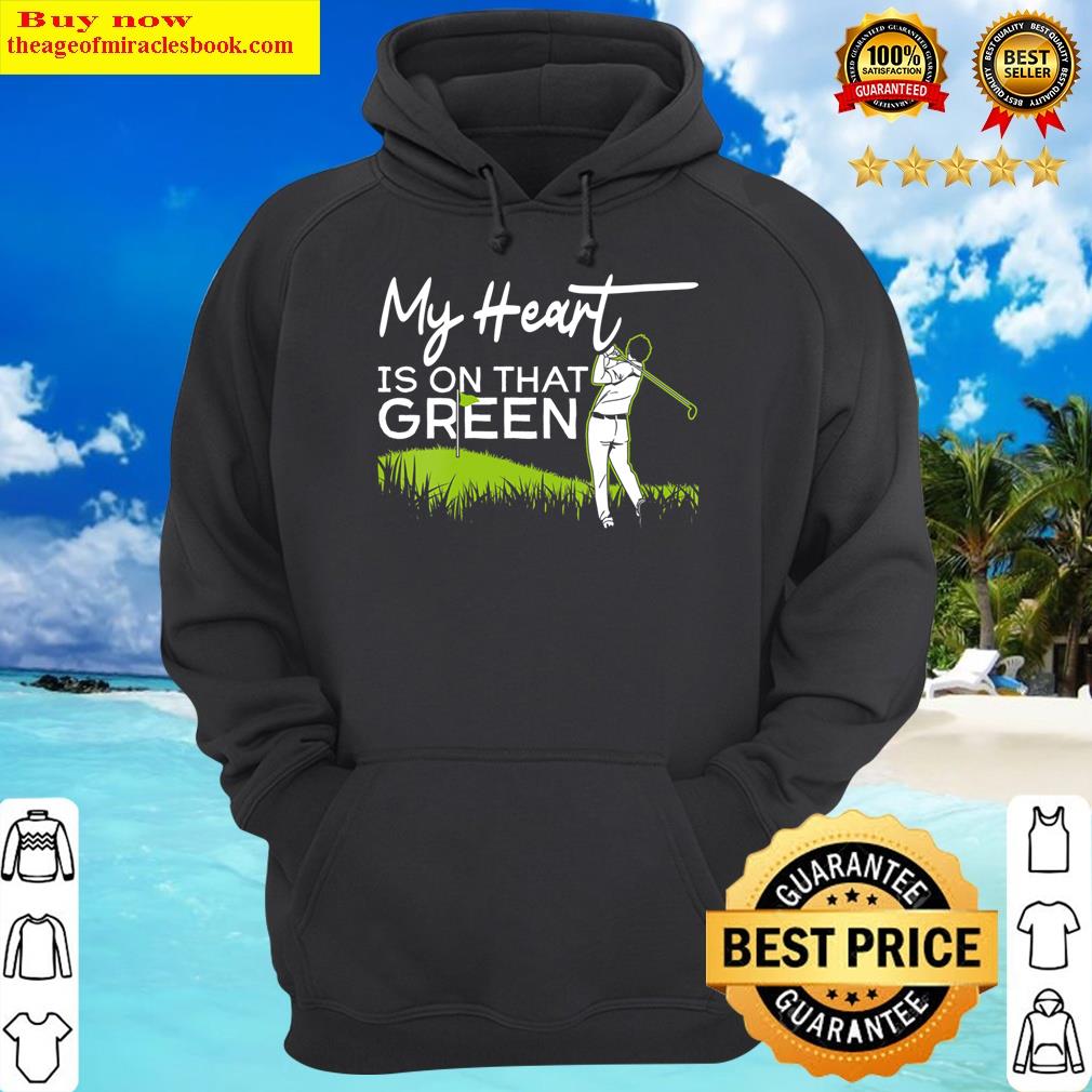 womens my heart is on that green golfer golfing ball and club sport v neck hoodie