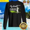 womens my heart is on that green golfer golfing ball and club sport v neck sweater