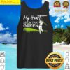 womens my heart is on that green golfer golfing ball and club sport v neck tank top