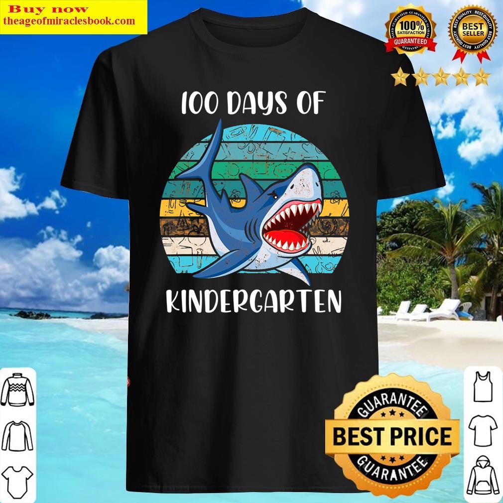 100 days of kindergarten school teacher smarter shark t shirt shirt