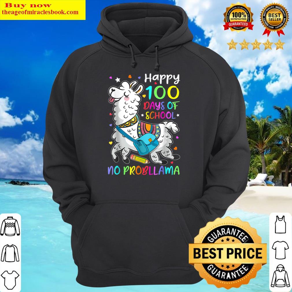 100 days of school no probllama llama students teachers kids hoodie