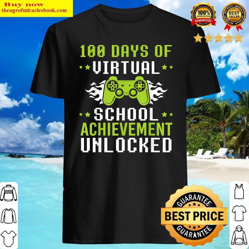 100 Days Of Virtual School Fun Gaming Video Games Kids Boys Shirt