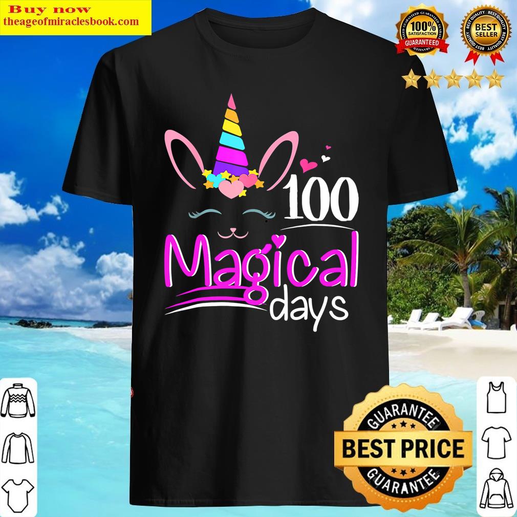 100 magical days unicorn 100th day of school gift girls kids shirt