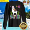 13 years old 13th birthday sloth riding llama girls kids sweater