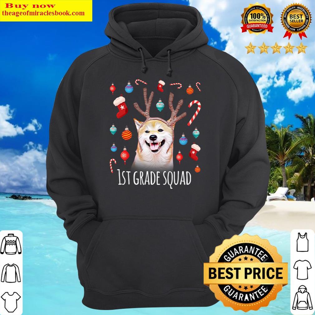 1st grade squad christmas reindeer dog funny teacher xmas hoodie