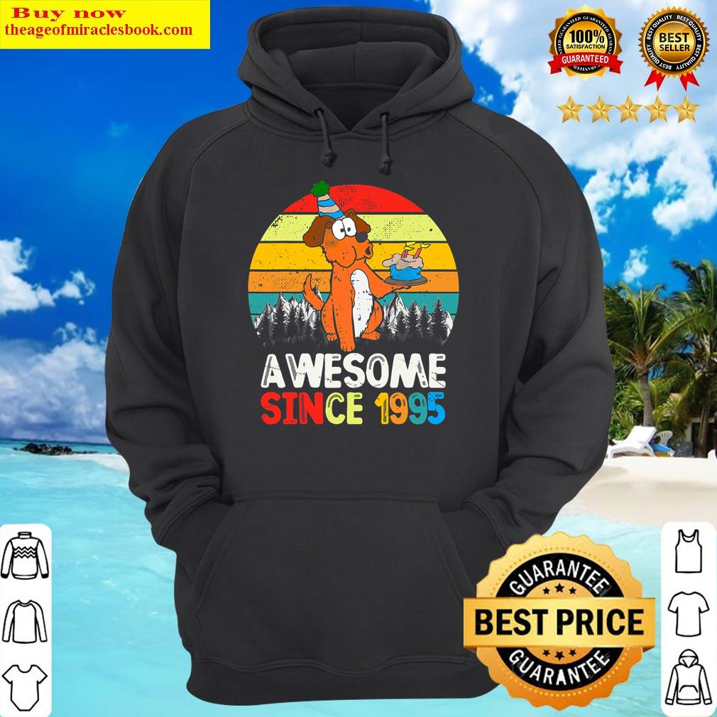27 years awesome since 1995 27th birthday vintage dog lover hoodie