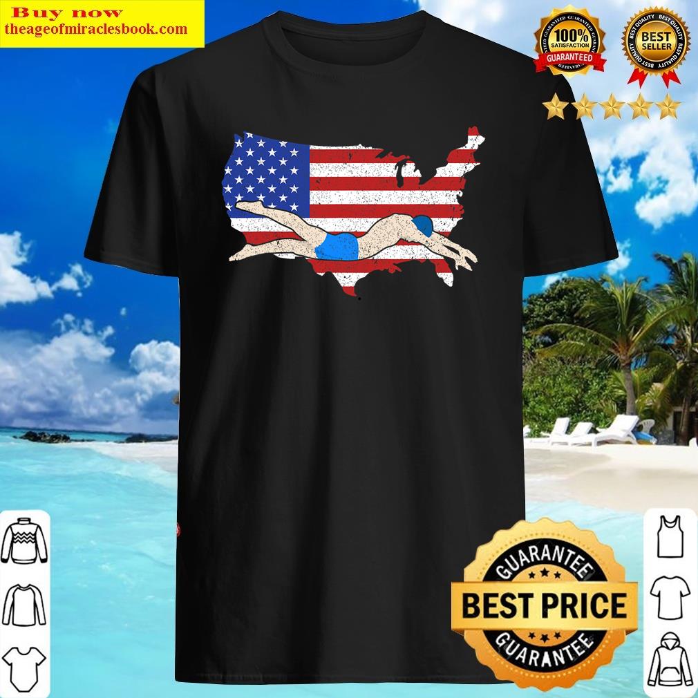 American Pride Swim Sport Swimmer Us Flag Swimming T-shirt Shirt
