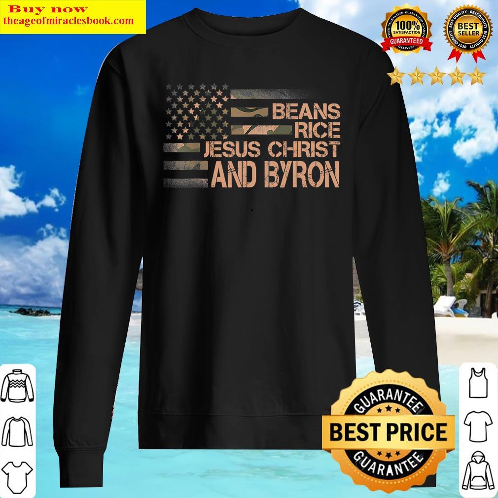 beans rice jesus christ and byron camouflage american flag sweater