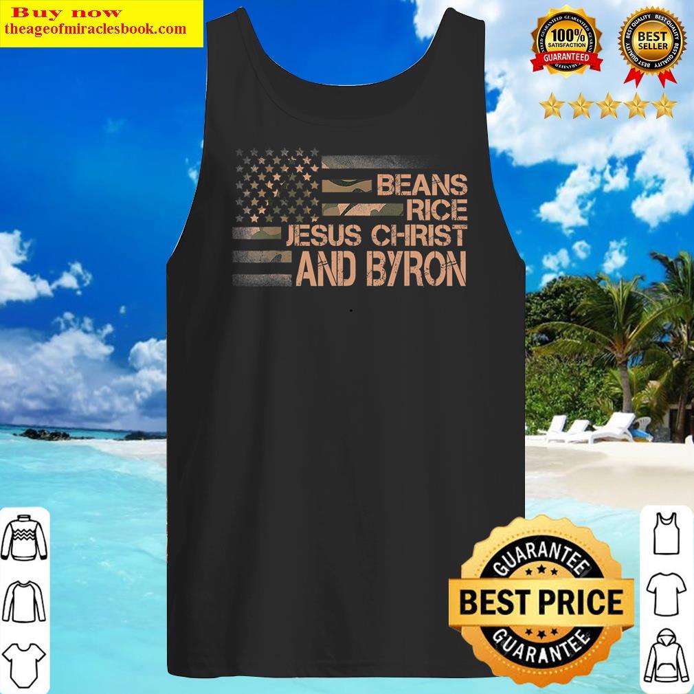 beans rice jesus christ and byron camouflage american flag tank top