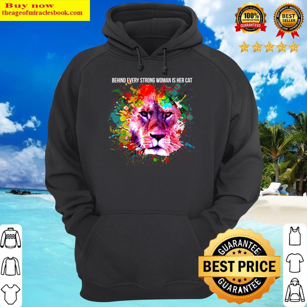 behind every strong woman is her cat essential hoodie