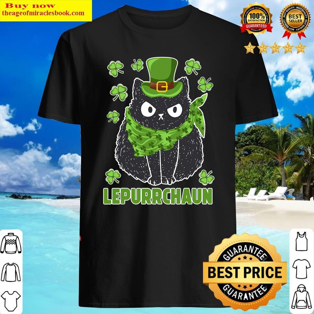 Black Cat With Leprechaun Hat Funny St. Patrick’s Day Shirt