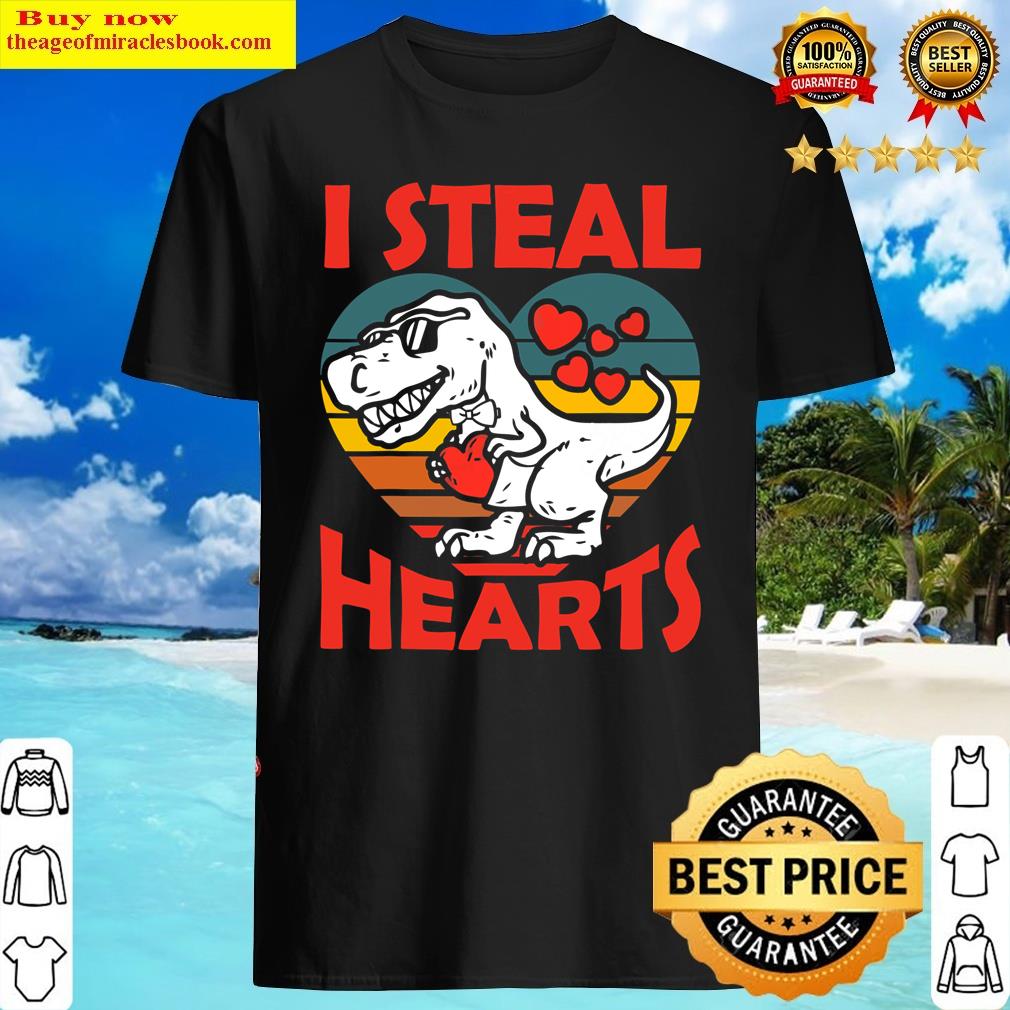 Boys Valentines Day Kids Dinosaur T Rex Lover I Steal Hearts T-shirt Shirt