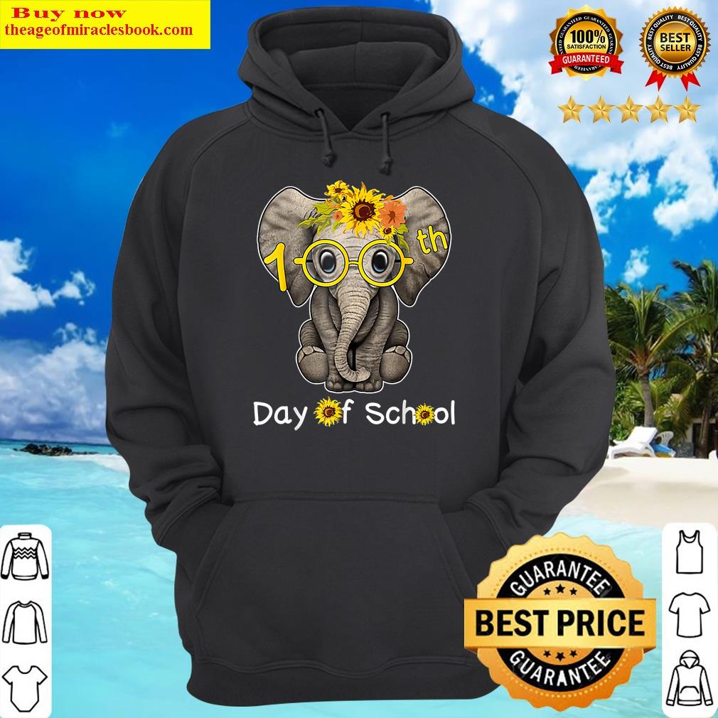 cute elephant with sunflower happy 100th day of school hoodie