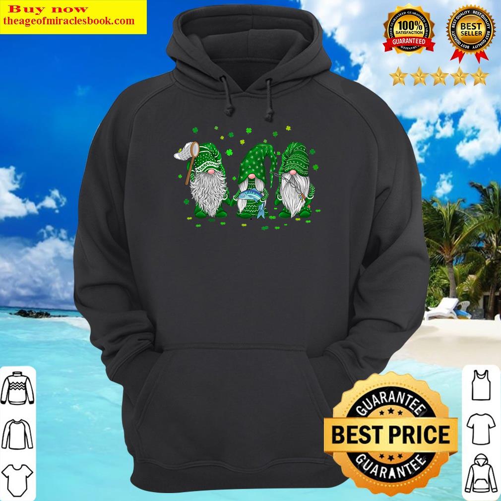 funny gnome fishing lover st patricks day shamrock irish hoodie