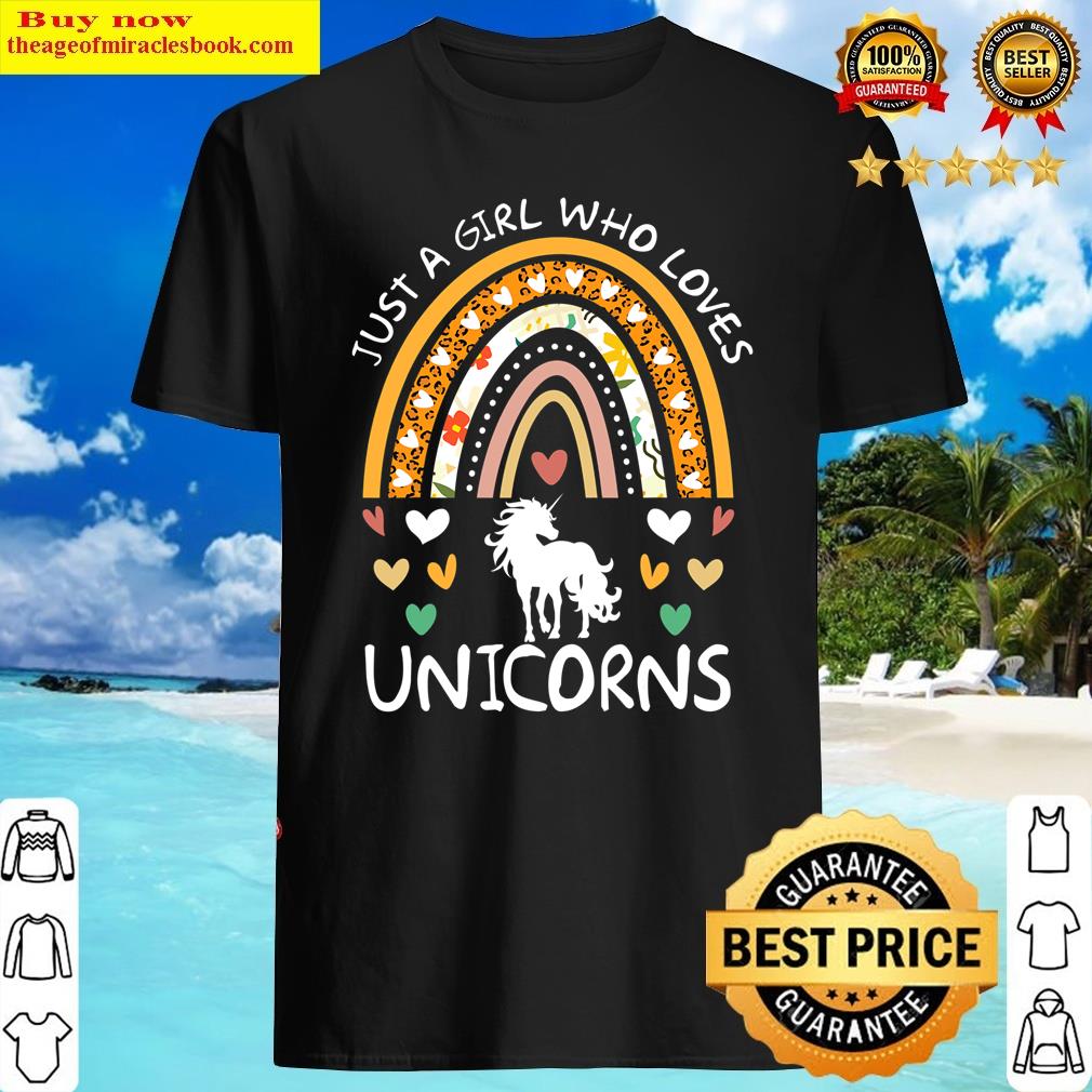 Funny Just A Girl Who Loves Unicorns Rainbow Leopard Shirt