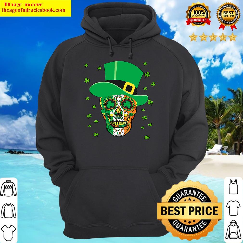 funny sugar skull hat with shamrock for st patricks day t shirt hoodie
