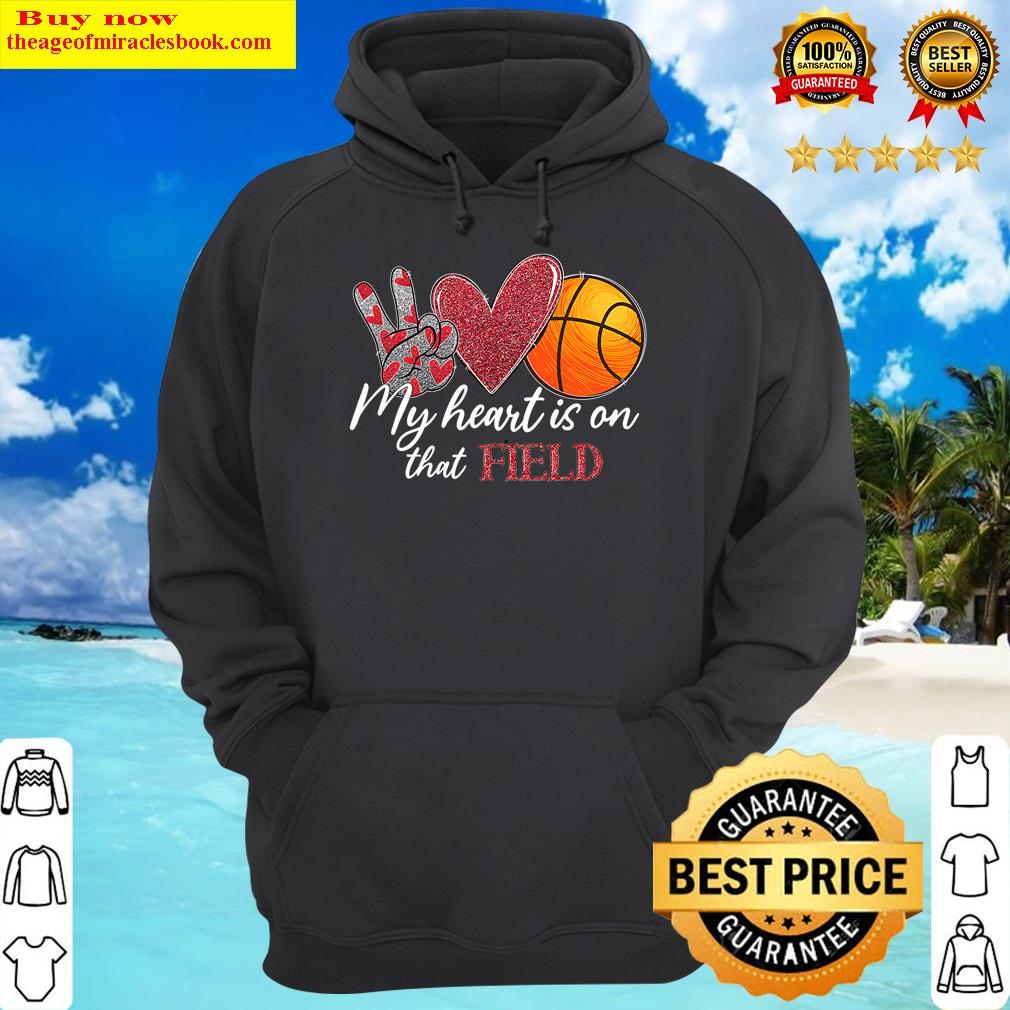 my heart is on that field basketball lover valentines womens hoodie