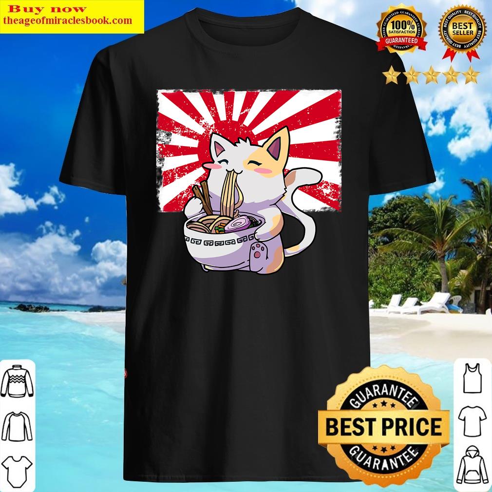Ramen T-shirt Cat Tshirt Kawaii Anime Tee Japanese T-shirt Shirt