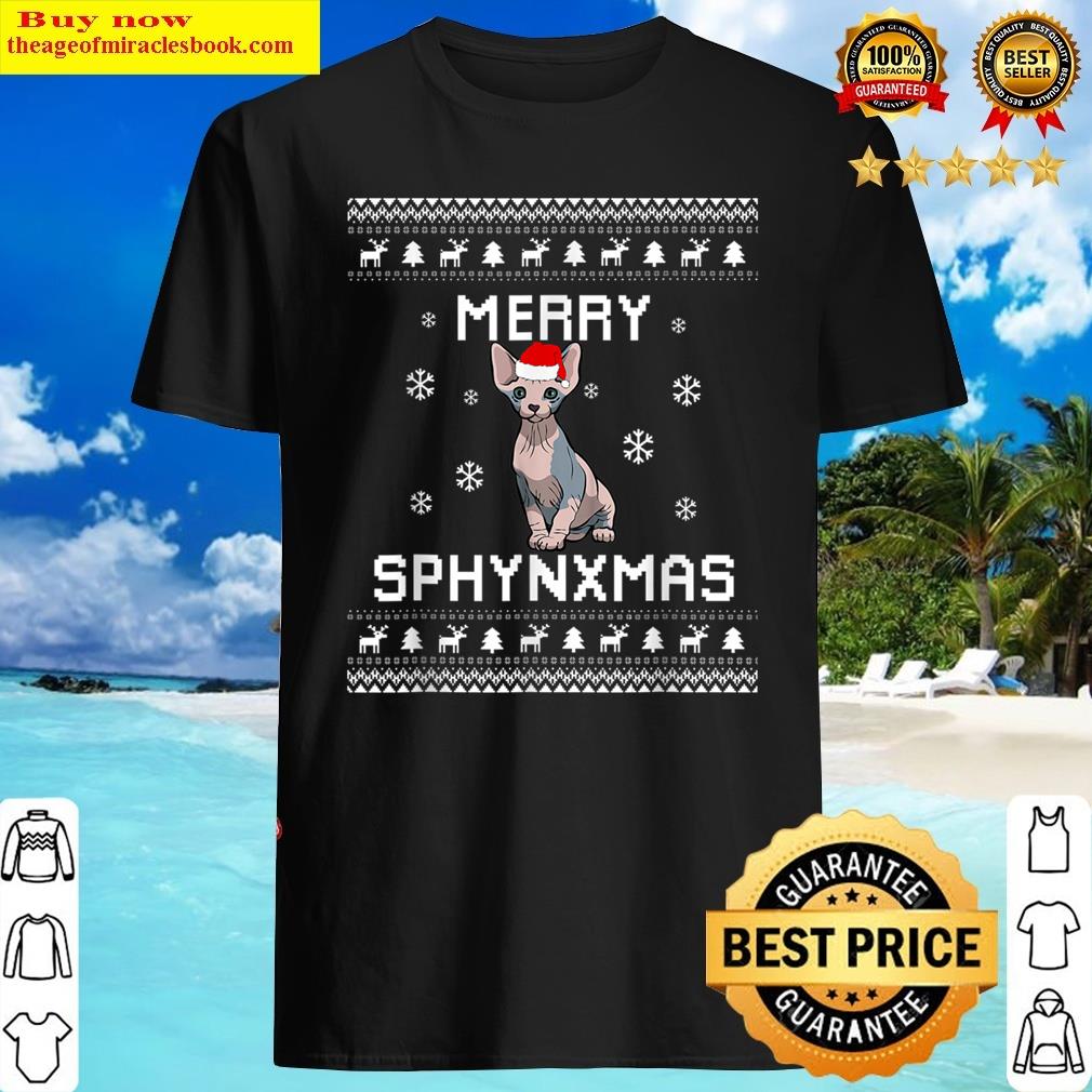 Santa Sphynx Cat Ugly Christmas Pajama For Women Funny Shirt