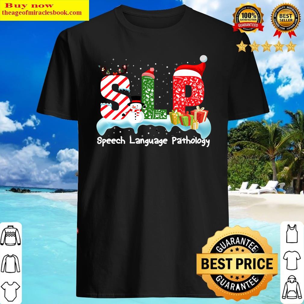 Slpa Speech Language Pathology Santa Christmas Funny Therapi Premium Shirt