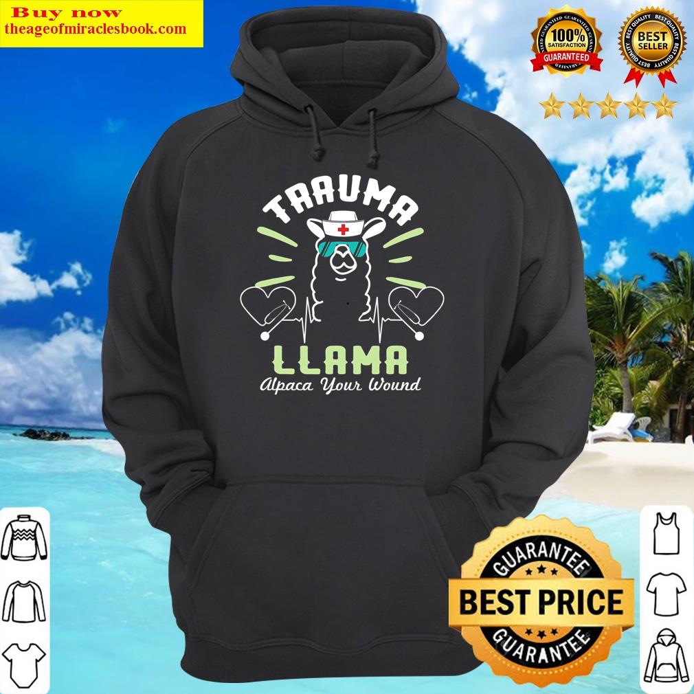 trauma llama alpaca your wound llama nurse christmas hoodie