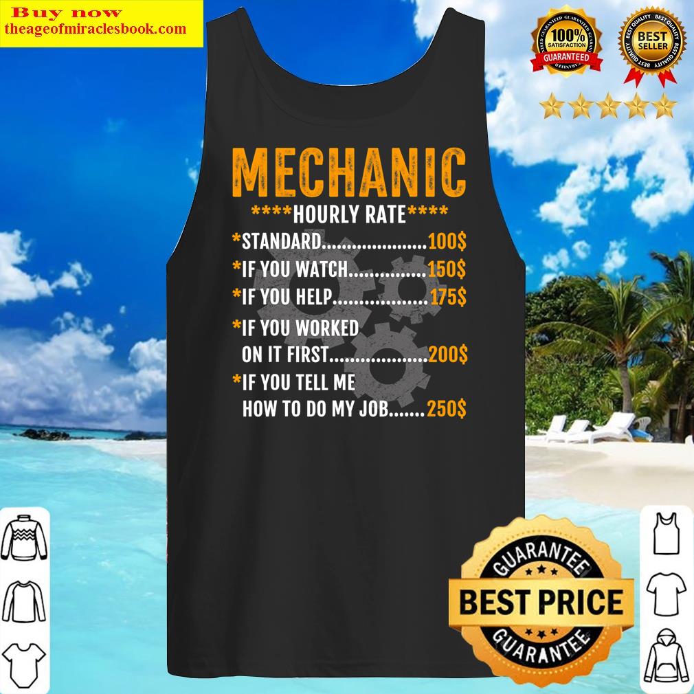 vintage funny mechanic hourly rate labor rates tank top