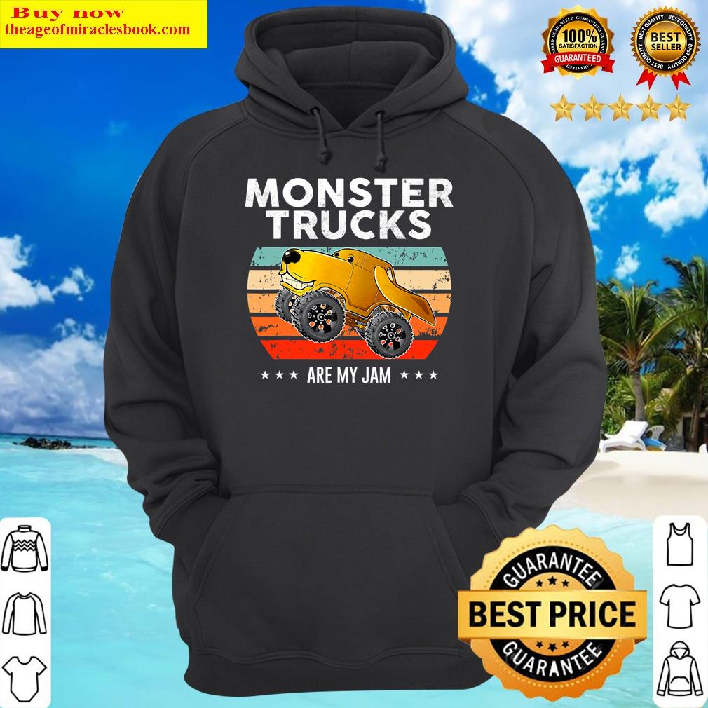 vintage monster truck dog are my jam retro sunset gifts hoodie