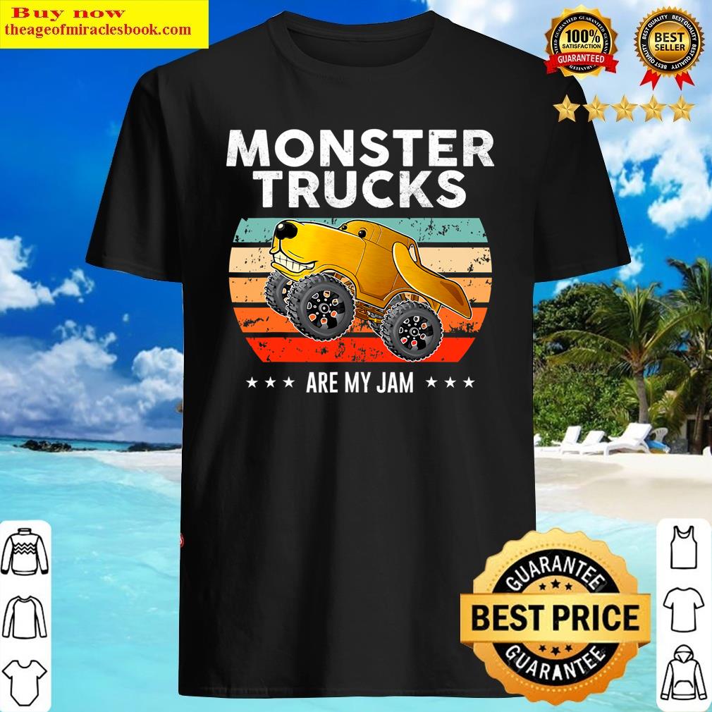 Vintage Monster Truck Dog Are My Jam Retro Sunset Gifts Shirt