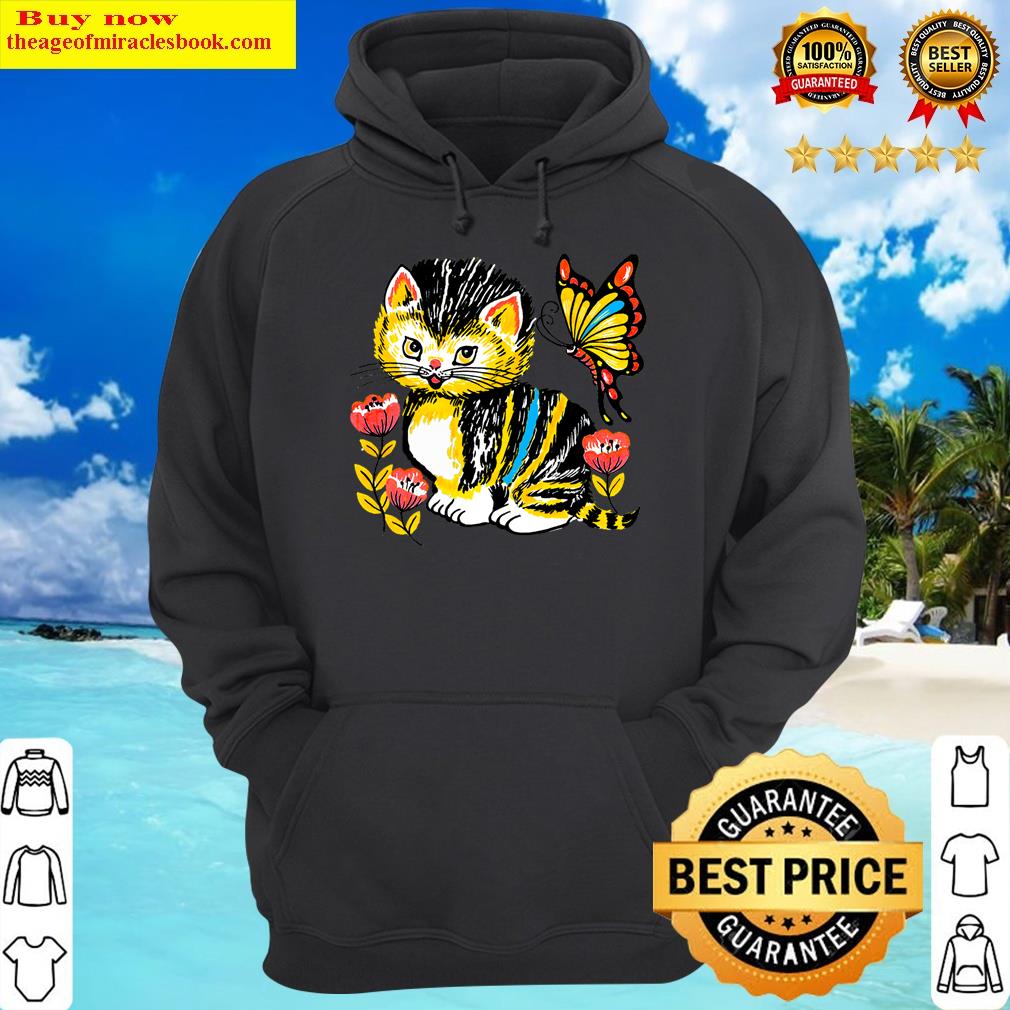 white and yellow cat with flowers hoodie