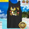 white and yellow cat with flowers tank top