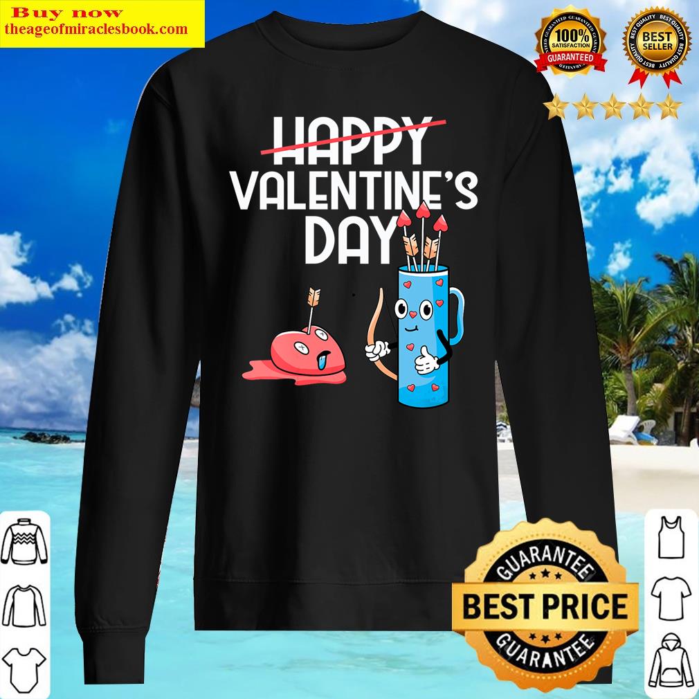 Womens Happy Valentines Day Funny Cupid Bow And Arrow Heart V-neck Shirt Sweater