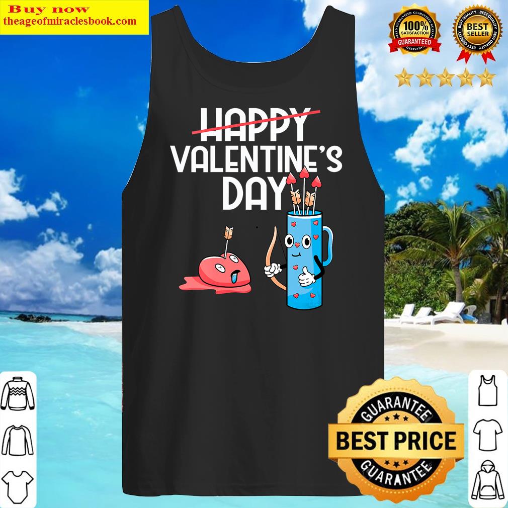 Womens Happy Valentines Day Funny Cupid Bow And Arrow Heart V-neck Shirt Tank Top