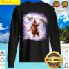 womens laser eyes space cat riding sloth llama rainbow v neck sweater
