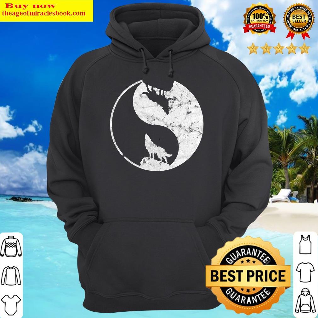 yin yang wolf gift for wolf lovers animal fans hoodie
