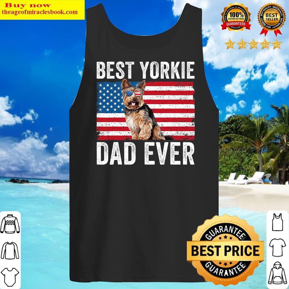 yorkie dad daddy american flag yorkshire terrier lover owner tank top