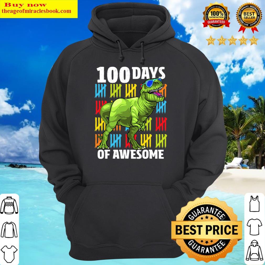 100 days of school dinosaur t rex dino kids boys 100th day hoodie