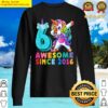 6 year old gift awesome since 2016 dabbing unicorn girls sweater