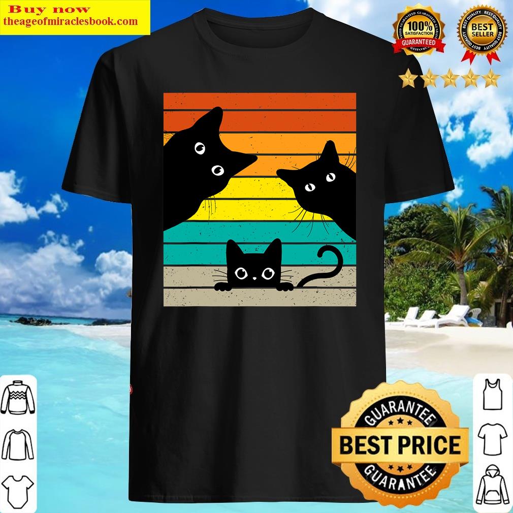Cat Couple Retro Vintage Funny Black Cat Retro Style Shirt